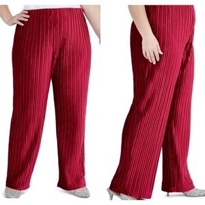 NWT Alfani Wide Leg Pleated Velvet Burgundy Red Mod Shimmer Dress Pants 4X